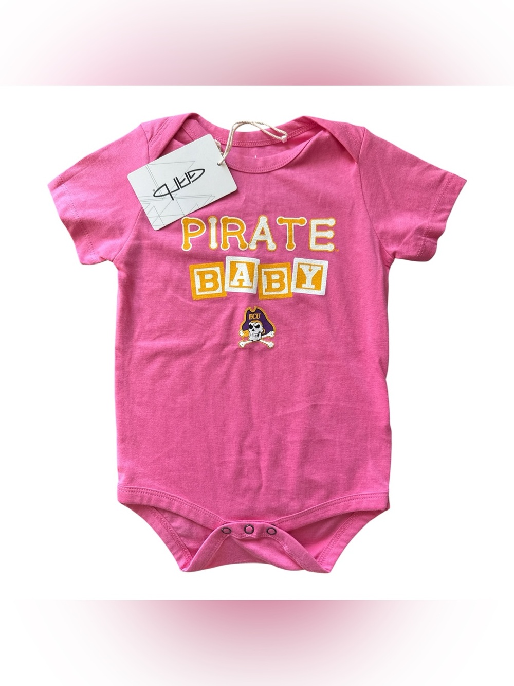 Eastern Carolina University OFFICIAL Fan Garb Onesie 6-12M Pink Pirate Baby